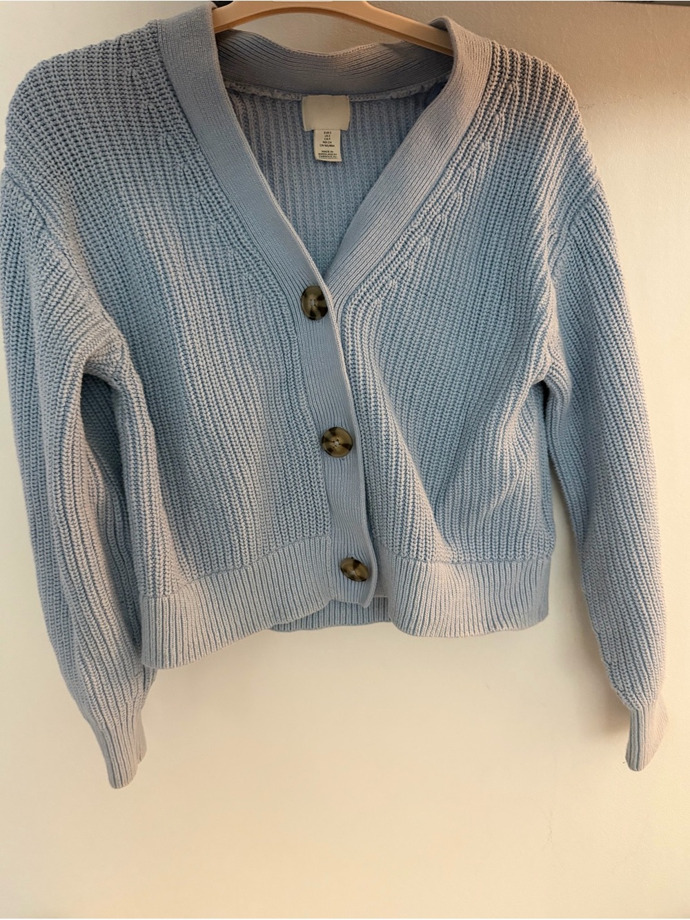 H&M Pale Blue Chunky Knit Button-Front Cardigan